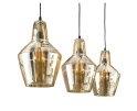 Hanglamp 3L amber glas kegel - Oud zilver
