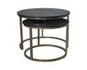 HSM Collection-Ronde Bijzettafel Ronin S/2-ø70x47/ø55x41-Zwart/Goud-Marmer/Metaal