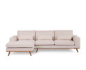 Hoekbank Elora Chaise Longue Links – Beige Stof – Houten Poten – 283 x 160 cm - By-Olaf