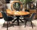 Ronde eettafel mangohout metalen matrixpoot? &euro; 449 | Meubelplaats.nl