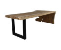 Eettafel Buffalo gebogen Rechthoekig - Munggur/metaal - 300x100x78 - Naturel/zwart