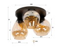 Plafondlamp Mix 3L - Amber glas