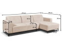 Hoekbank Nolan met Chaise Longue Links &ndash; Cremona Stof - Lichtgrijs - 275x150x84 cm
