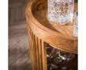 Wijntrolley Wave &ndash; Rond Mangohout Zandkleur - afneembaar dienblad - Wielen &ndash; 55x79 cm