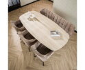 Eettafel Romano Deens ovaal travertin keramiek 215 cm - Beige