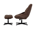 YARO DRAAIBARE FAUTEUIL MET HOCKER ESPRESSO - WOOOD