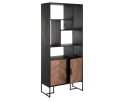 Bookcase Criss Cross, 2 doors, 7 open racks,185x80x40 cm, mixed wood