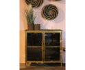 Vitrinekastje Fletcher - 93x42x90 - Antique Gold - Metaal/glas