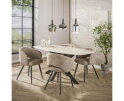 Eettafel Romano Deens ovaal travertin keramiek 180 cm - Beige