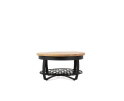 Iron Round Coffee Table Wooden top & Iron Shelf at base 65 Iron Stand Black Finish & Wood Natural Finish