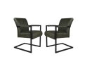 HSM Collection-Eetkamerstoel Texas Met Arm S/2-55x50x85-Groen/Zwart-Leder/Metaal