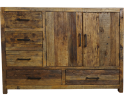 Dressoir Brent gerecycled hout naturel - 120 x 40 x 85 cm - 2 deuren en 5 lades