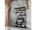 Bookrack Harmony,190x120x35 cm, black powder coated frame with carlitto charcoal recycled leather