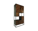 Wandkast Verona - 100x40x200 - Bruin/zwart - Oud hout/metaal