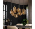 Hanglamp van 7 Lampen met Gestreept Glas Horizontaal - Amberkleurig glas