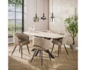 Eettafel Romano Deens ovaal travertin keramiek 180 cm - Beige
