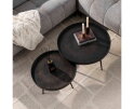 Salontafel Vera Set van 2 Metallic rond - Zwart