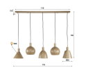 Hanglamp 5L mix Metallo - Beige