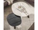 Salontafel set/2 log Twin - 3D ceramic mix travertine