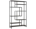Bookrack Harmony,190x120x35 cm, black powder coated frame with carlitto charcoal recycled leather