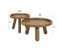 Salontafel Tripod set van 2 rond mangohout - Zandkleur