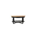 Iron Round Coffee Table Wooden top & Iron Shelf at base 90 Iron Stand Black Finish & Wood Natural Finish