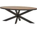 Eettafel Mangohout visgraat ovaal met metalen rand 240x105 cm | Meubelplaats