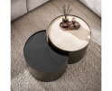 Salontafel Metal half moon set/2 - 3D keramiek travertin