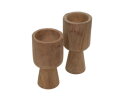 Ronde kaarsenhouder set van 2  - ø8x8x15/ø8x8x17 - Naturel - Teak