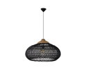 Hanglamp Rotan - 65x65x40 - Zwart/Naturel - Rotan/teak