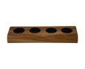 Waxinelichthouder 4 lichts - 10x30x4 - Natural/zwart - Teak