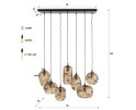Hanglamp Chevron 4+3L - Smoke bruin glas