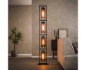 Vloerlamp 4L tower smoke glas-geperforeerd staal - Artic zwart