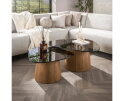 Salontafel Tinto driehoekig glas set van 2 - Brons glas
