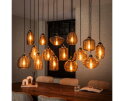 Hanglamp Rib Glass 15-lichts &ndash; Amber glas &ndash; Moderne designlamp met ribbelstructuur - 155x60x155 cm