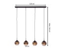 Hanglamp, 4-lichts, H340 smoke glas