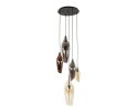 Hanglamp Cocoon getrapt mix glass 5 lampen - Zwart