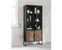 Showcase Criss Cross, 2 glass/metal doors, 2 wooden doors,185x80x40 cm, mixed wood