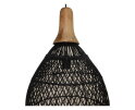 Hanglamp Rotan - 34x34x58 - Zwart/naturel - Rotan/teak