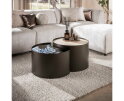Salontafel Metal half moon set/2 - 3D keramiek travertin