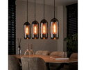 Hanglamp Rafael smoke glas metaal 4 lampen - zwart