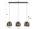 Hanglamp 3L drift glass - Smoke grey glas