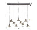 Hanglamp 5+4 tapse kap glas (G9) - Smoke grey glas