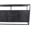 Dressoir Verona - 180x40x85 - Zwart - Mangohout/ijzer