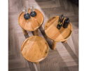 Salontafel set/3 massief rond - Massief acacia naturel