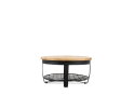 Iron Round Coffee Table Wooden top & Iron Shelf at base 90 Iron Stand Black Finish & Wood Natural Finish