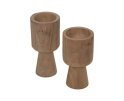 Ronde kaarsenhouder set van 2  - ø8x8x15/ø8x8x17 - Naturel - Teak