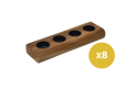 Waxinelichthouder 4 lichts - set van 8 - 10x30x4 - Natural/zwart - Teak