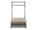 Garderobebank Luno met zitkussen - kapstok - schoenenrek - garderobemeubel &ndash; Drift brown - 11-haaks&ndash; 100x36x183 cm