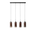 Hanglamp Rafael smoke glas metaal 4 lampen - zwart
